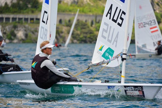 Tom Burton atop the Laser class pictured here in  Garda - Eurosaf Champions Sailing Cup 2013 © Roberto Vuilleumier